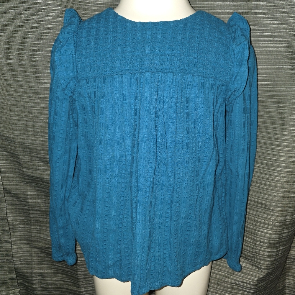 Cat & Jack Teal Long Sleeve Cotton Harvest Top